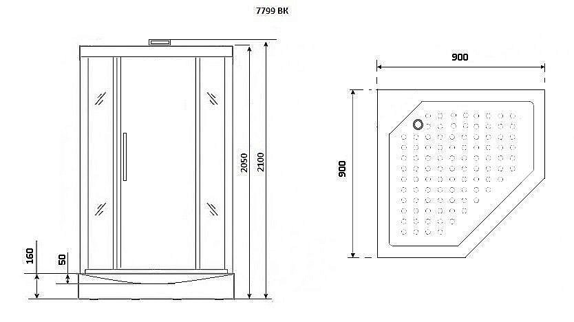 Душевая кабина Niagara Luxe NG-7799WBK 90x90 серебро купить в интернет-магазине Sanbest