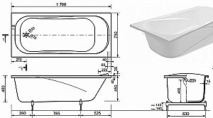 Ванна Taliente Bolseno Matt BL17075Matt 170х75 белая матовая купить в интернет-магазине Sanbest