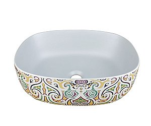 Раковина накладная Bronze de Luxe Murano 45,5 4035 белая, с декором купить в интернет-магазине Sanbest