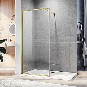 Душевое ограждение Veconi Korato KR81G-110-01-C8 110 прозрачное/профиль брашированное золото купить в интернет-магазине Sanbest