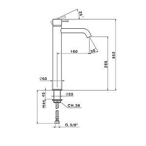 Смеситель для раковины Cisal LESS NEW LN00454040 черный купить в интернет-магазине сантехники Sanbest