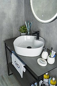 Раковина накладная Gid Geometrico 44 N9442 51153 белая купить в интернет-магазине Sanbest