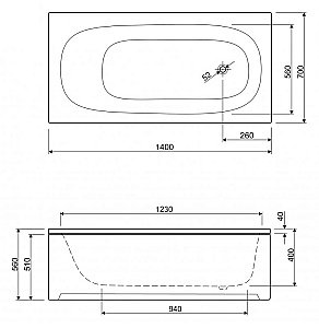 Ванна акриловая Cezares ECO-140-70-40-W37 купить в интернет-магазине Sanbest