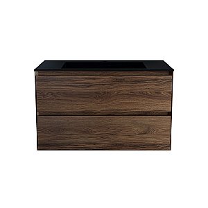 Тумба с раковиной Vincea Luka 80 VMC-2L800CO/VCB-13800B тёмный дуб/раковина черная для ванной в интернет-магазине Sanbest