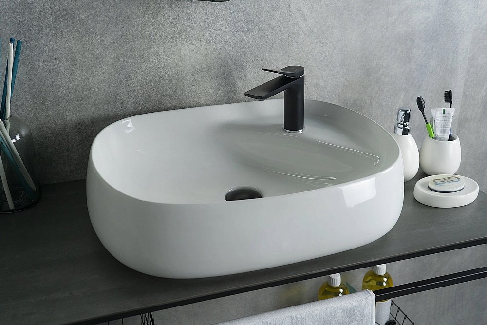 Раковина накладная Gid Lago 59 N9048 51185 белая купить в интернет-магазине Sanbest