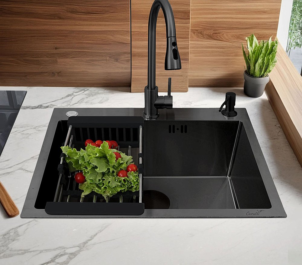Кухонная мойка CeruttiSpa GLORIA60B nano black CT11258 графит купить в интернет-магазине сантехники Sanbest