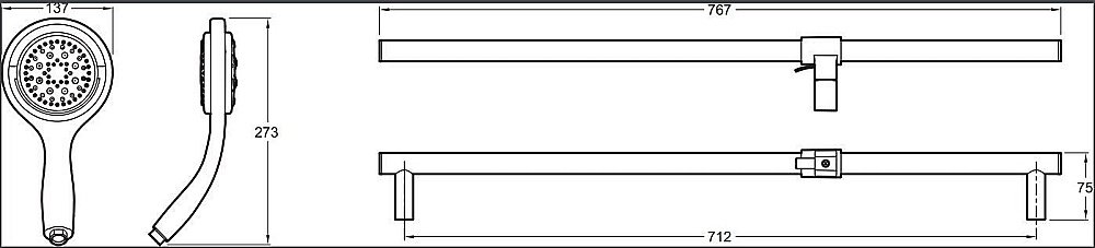 Душевая гарнитура Jacob Delafon FLIPSIDE E15865-CP купить в интернет-магазине сантехники Sanbest