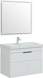 Тумба с раковиной Aquanet Ирис new 80 белый глянец для ванной в интернет-магазине Sanbest