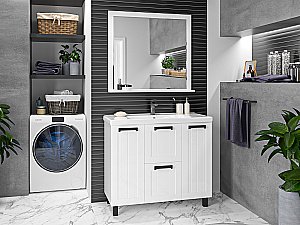 Тумба с раковиной Misty Спарта -100 П-Спа-06100-01-012Я белая для ванной в интернет-магазине Sanbest