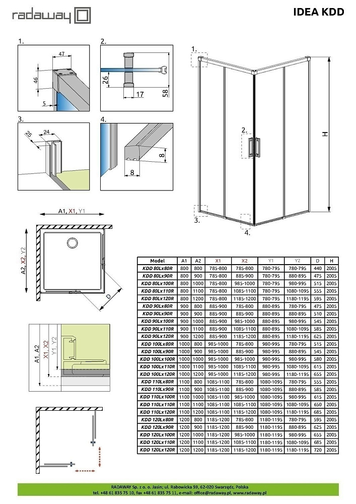 Душевой уголок Radaway Idea KDD 80x80 купить в интернет-магазине Sanbest