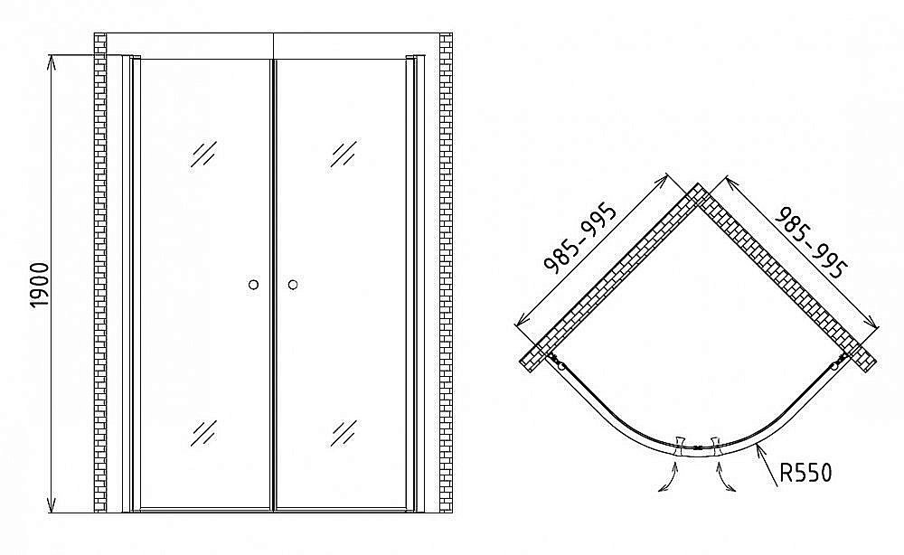 Душевой угол Gemy New Rockcoco S03082B купить в интернет-магазине Sanbest