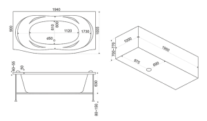 Ванна акриловая BAS Фиеста 194x100 купить в интернет-магазине Sanbest