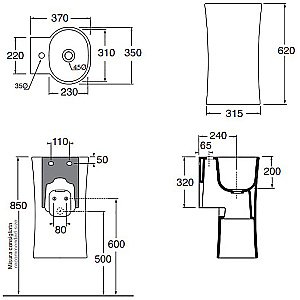 Раковина подвесная Azzurra Nativo 35 NAT200/1 bi*1  белая купить в интернет-магазине Sanbest