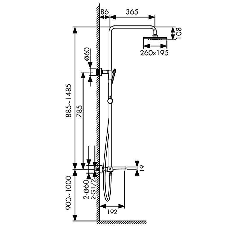 Душевая система Kaiser Star 02182-2 черная купить в интернет-магазине сантехники Sanbest
