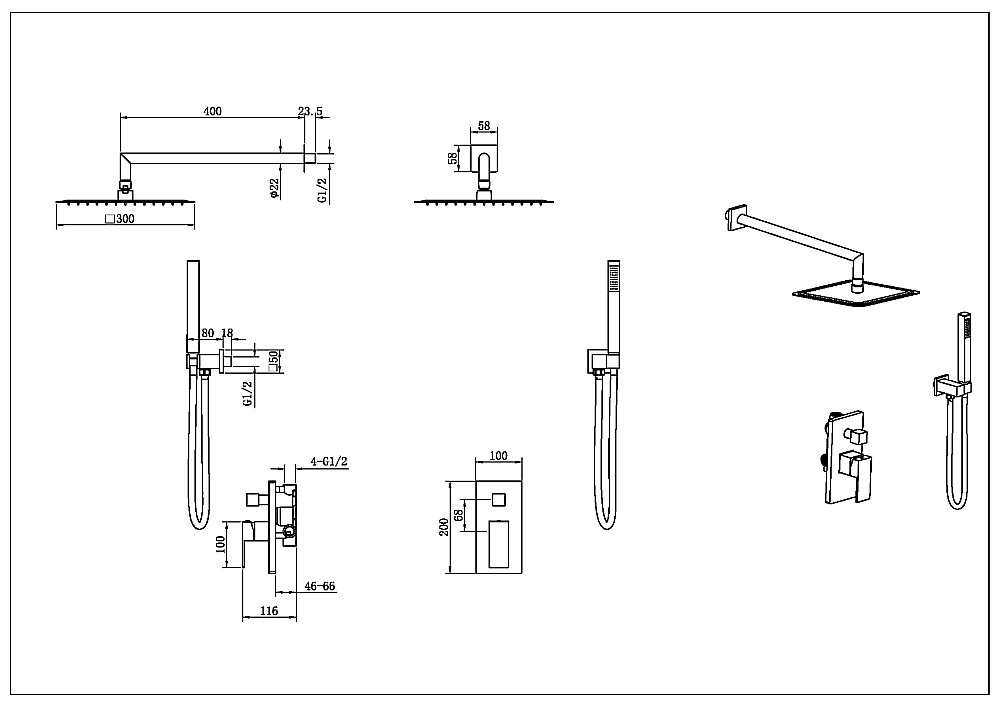 Душевая система Boheme Qubic 474-3-MW белая матовая купить в интернет-магазине сантехники Sanbest