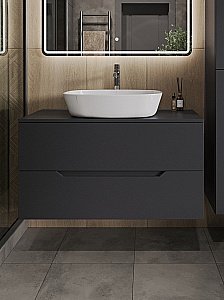 Тумба с раковиной Orange Line 100 Li-100TugMDF+B08-500W графит/белый для ванной в интернет-магазине Sanbest