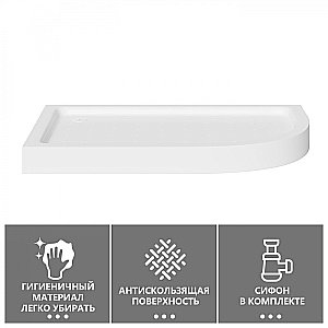 Душевой поддон Abber 90х100 AD3E109 L белый левый купить в интернет-магазине Sanbest