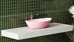 Раковина накладная Salini NOEMI 1101103GF 56 из искусственного камня S-Sense, глянцевая, цвет по RAL полностью купить в интернет-магазине Sanbest