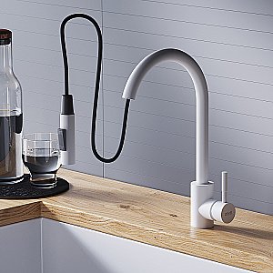 Смеситель для кухни Dorff Logic D3007533 белый матовый купить в интернет-магазине сантехники Sanbest