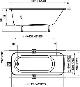 Ванна акриловая Ravak CHROME SLIM C731300000 160х70 купить в интернет-магазине Sanbest