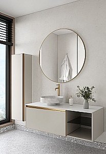 Пенал Armadi Art QUATRO CASHMERE профиль MATT GOLD для ванной в интернет-магазине сантехники Sanbest