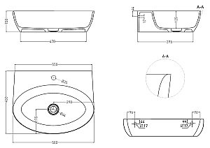 Раковина Salini ALDA WALL 02 140322MF 58 из искусственного камня S-Stone, матовая, цвет по RAL полностью купить в интернет-магазине Sanbest