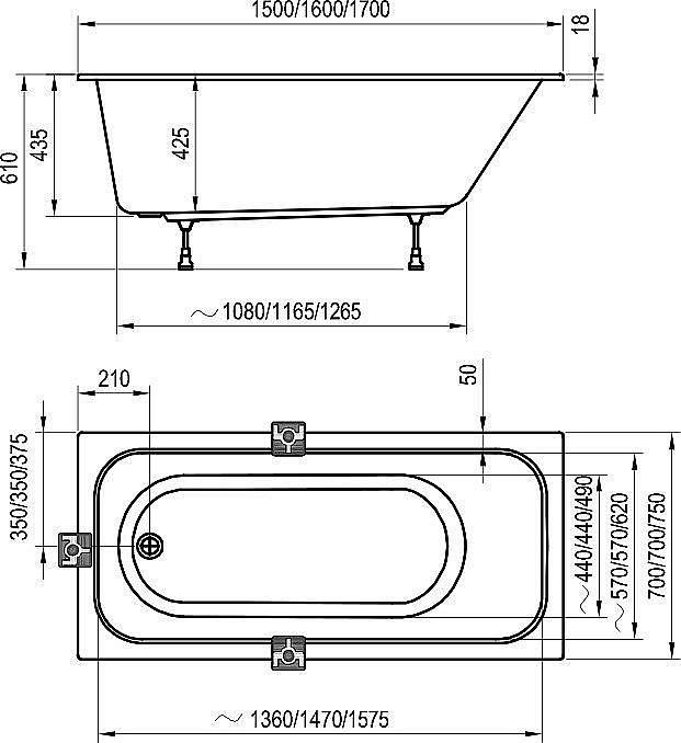 Ванна акриловая Ravak CHROME SLIM C731300000 160х70 купить в интернет-магазине Sanbest