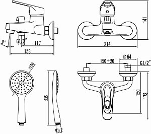 Смеситель для ванны Lemark Luna LM4134C купить в интернет-магазине сантехники Sanbest