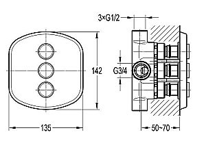 Встраиваемый смеситель для душа Cezares GLOBO-F-DEV3-B купить в интернет-магазине сантехники Sanbest