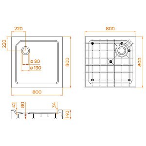 Душевой поддон RGW SMC SMC-C-088W 80х80 12350188-01 белый купить в интернет-магазине Sanbest