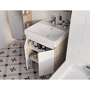 Тумба с раковиной Акватон Сканди Doors 55 белая/дуб верона для ванной в интернет-магазине Sanbest