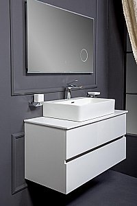 Тумба с раковиной и столешницей Armadi Art Vallessi 120 белая глянец для ванной в интернет-магазине Sanbest