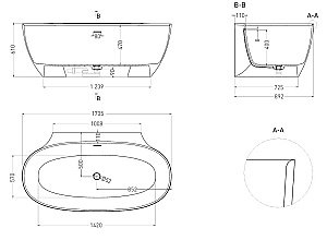 Ванна Salini Alda Wall S-Stone 101925M 170 белая матовая купить в интернет-магазине Sanbest