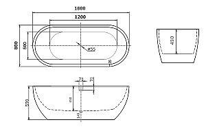 Ванна акриловая отдельностоящая Art&Max 180x80 белая купить в интернет-магазине Sanbest