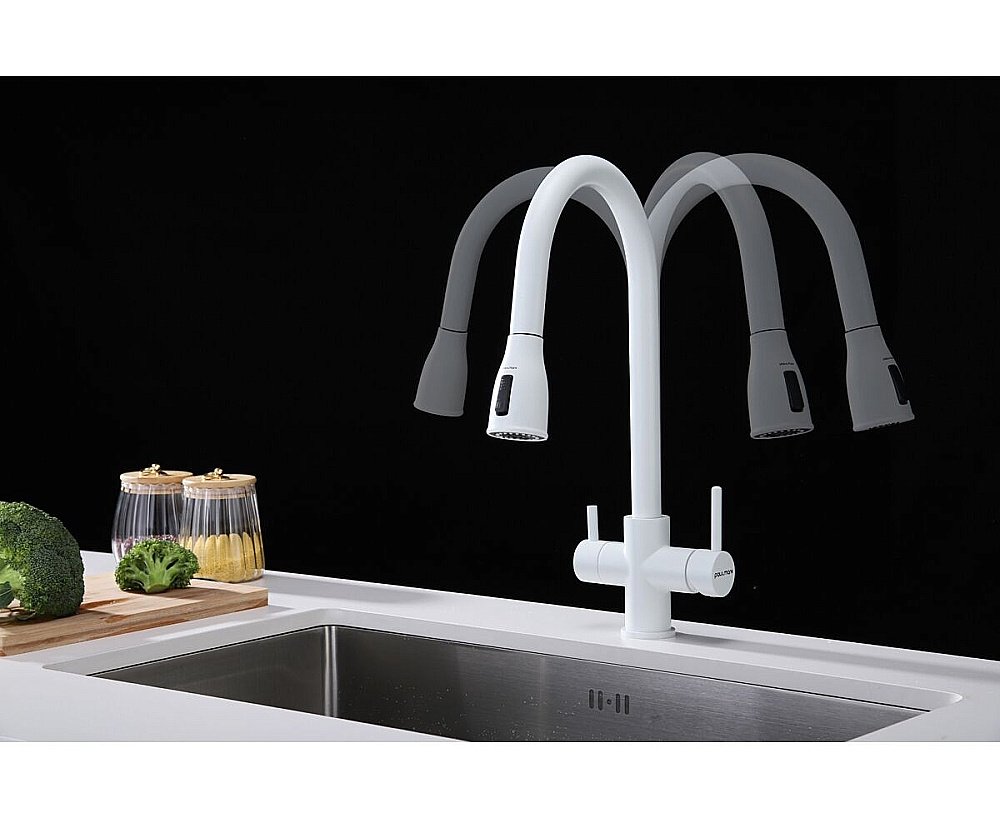 Смеситель для кухни Paulmark Lange La214212-WH белый матовый купить в интернет-магазине сантехники Sanbest