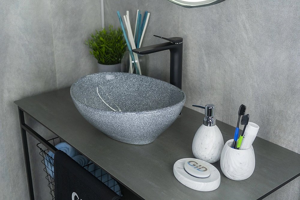 Раковина накладная Gid Lago 41 Mnc331 54430 серая купить в интернет-магазине Sanbest