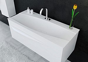 Тумба с раковиной Aqwella Papyrus-wood 100 PAP0110 белая для ванной в интернет-магазине Sanbest