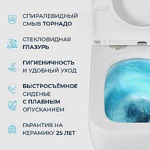 Унитаз напольный BelBagno LUCE-TOR BB2197CP-TOR/SC белый, с крышкой микролифт, с бачком, безободковый, слив-торнадо купить в интернет-магазине Sanbest