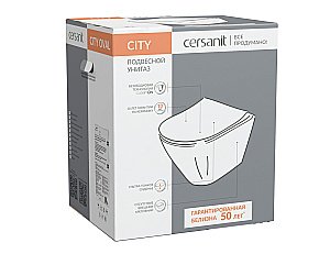 Унитаз подвесной Cersanit City OVAL Clean On DPL EO slim с крышкой микролифт, безободковый купить в интернет-магазине Sanbest