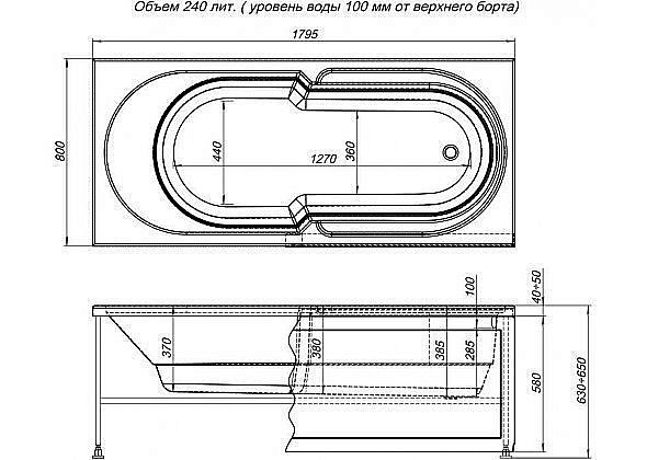Акриловая ванна Aquanet Tea NEW 180x80 244187 с к/с купить в интернет-магазине Sanbest