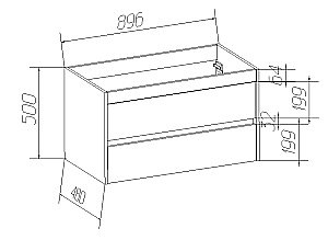Тумба с раковиной Art&Max Family 900-2C подвесная, Белый сосна для ванной в интернет-магазине Sanbest