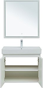 Тумба с раковиной Aquanet Nova Lite 75 с зеркалом, 2 дверцы белый глянец для ванной в интернет-магазине Sanbest