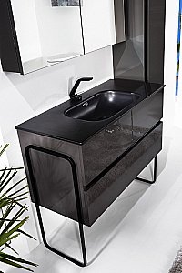 Тумба с раковиной Armadi Art Vallessi 120 антрацит глянец для ванной в интернет-магазине Sanbest