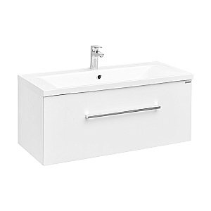 Тумба с раковиной Акватон Мадрид М 1 ящик/Премьер М 100 белая глянцевая для ванной в интернет-магазине Sanbest