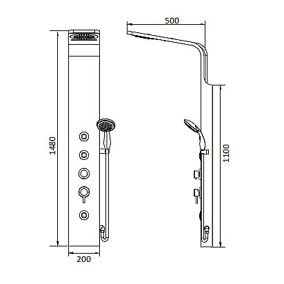 Душевая панель RGW Shower Panels SP-06B Черный купить в интернет-магазине сантехники Sanbest