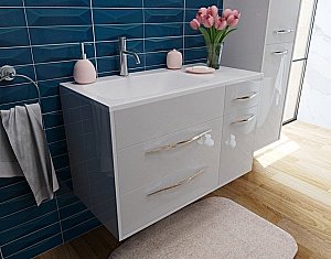 Тумба с раковиной подвесная Эстет Barcelona 90 белый 3 ящика и 1 дверь для ванной в интернет-магазине Sanbest