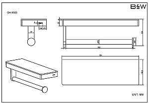 Полка с держателем для полотенца Black&White Gravity GA-9603GM купить в интернет-магазине сантехники Sanbest