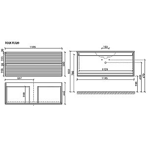 Тумба с раковиной Sancos Folk 120 FL120ES Ergraut soft для ванной в интернет-магазине Sanbest