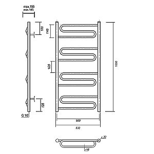 Полотенцесушитель водяной Domoterm Офелия П12 500x1000 хром купить в интернет-магазине сантехники Sanbest