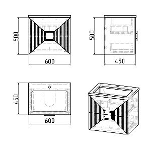 Тумба с раковиной подвесная Grossman ЛУКСОР 60 с 2-я ящ, графит матовая для ванной в интернет-магазине Sanbest